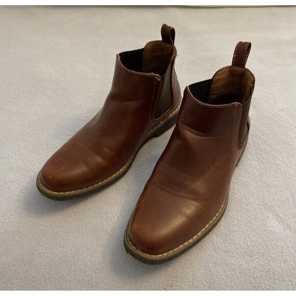 Deer Stags Boot Boys 3M Zane Chelsea Ankle Booties Brown Leather Almond Toe - Picture 4 of 9